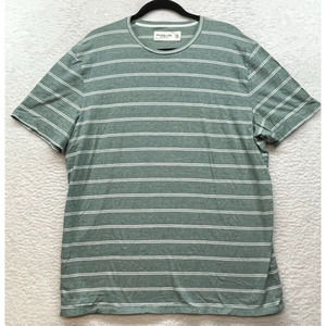 Abercrombie and Fitch Shirt Mens XXL Green White Striped Soft AF tee Casual 2XL